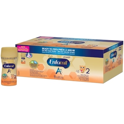 Enfamil A+2 Ready to Feed Baby Formula Bottles, 18 x 237mL 4266 ml, $1.59/100ml