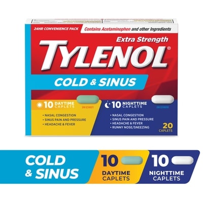 Tylenol Extra Strength Cold & Sinus Relief Day/Night Caplets 20 ea, $0.50/1ea