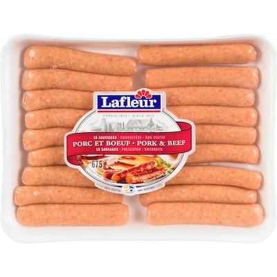 Lafleur Pork & Beef Sausages Family Pack  675 g, $1.63/100g