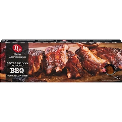 Plaisirs Gastronomiques Côtes de dos de porc BBQ 740 g, 2,43 $/100g