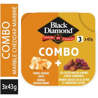 Black Diamond Marble Cheddar Cheese, Almonds & Cranberries Combo, 3 units 127.6 g, $4.54/100g
