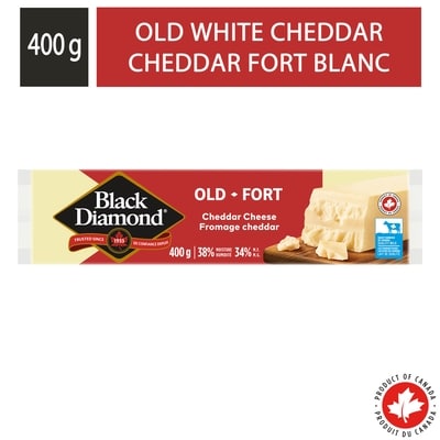 Black Diamond Barre de fromage cheddar fort blanc. 400 g, 1,62 $/100g