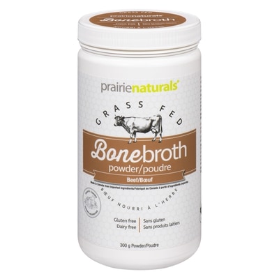 Prairienaturals Poudre de protéines Bone Broth bœuf biologique Prairie Naturals 300 g, 18,00 $/100g