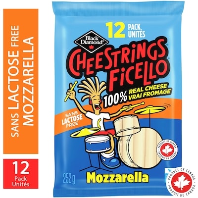 Black Diamond Lactose-Free Mozzarella Cheestrings 252 g, $2.58/100g