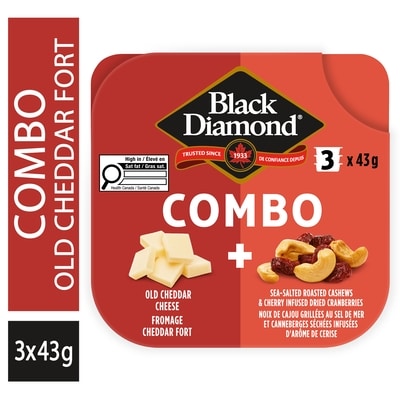 Black Diamond Combo - fromage cheddar fort noix de cajou et canneberges séchées 127.6 g, 4,69 $/100g