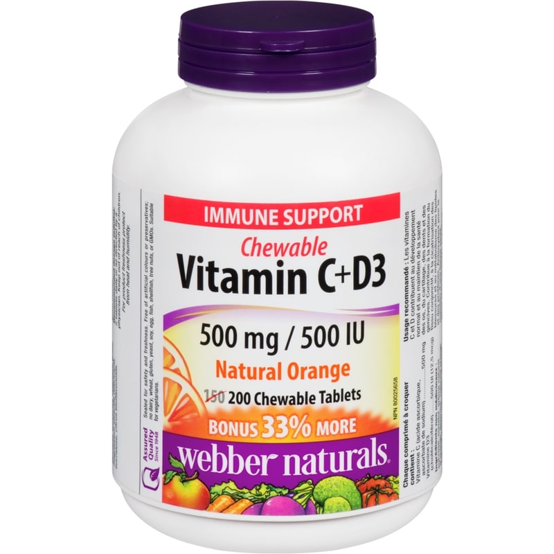 Vitamin C+D3 500 mg / 500 IU Natural Orange