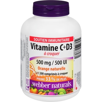 Webber Naturals WNAT VIT C+D3 CROQU 200 ea, 0,06 $/1ch