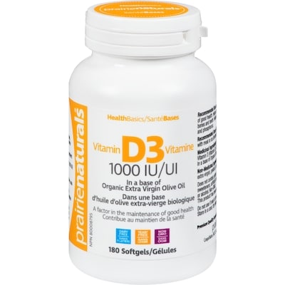 Prairienaturals Vitamin D3 1000 Iu 180 ea, $0.11/1ea