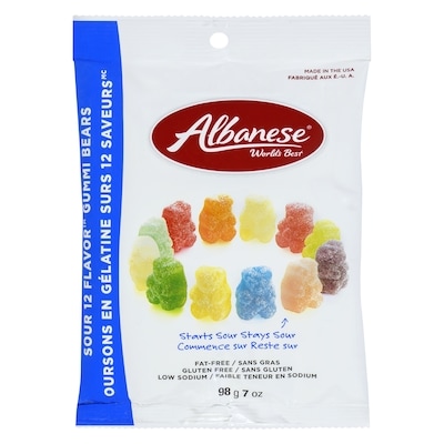 Albanese Sour 12 Flavour Gummi Bears 198 g, $2.02/100g