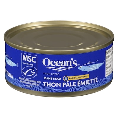 Ocean's Halo Thon pâle émietté sans égouttage dans l’eau 120 g, 2,50 $/100g