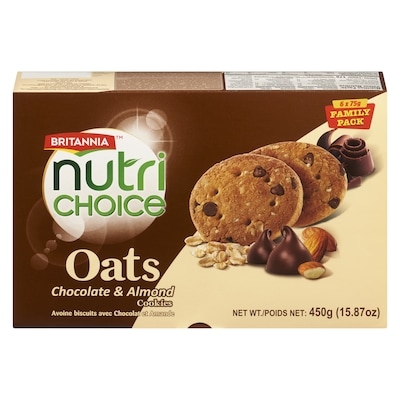 Britannia Oats Chocolate & Almond Cookies Family Pack 450 g, $1.78/100g