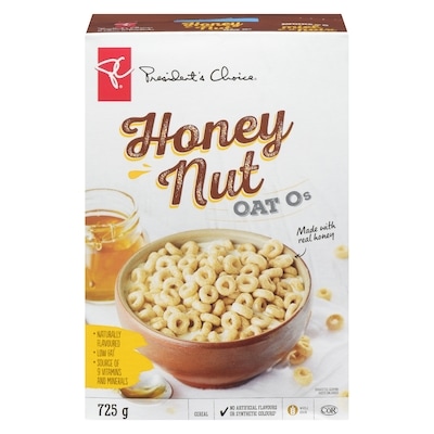 President's Choice Honey Nut Oat Os Cereal 725 g, $0.97/100g