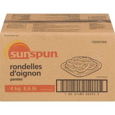 Sunspun Rondelles d'oignon panées 4 kg, 0,75 $/100g
