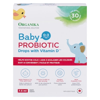 Organika Gouttes probiotiques pour bébés 7.5 ml, 586,53 $/100ml