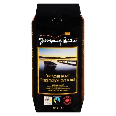 Jumping Bean Café biologique en grains torréfaction moyenne East Coast Roast 454 g, 3,96 $/100g
