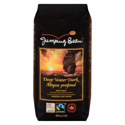 Jumping Bean Café biologique en grains torréfaction foncée Deep Water Dark 454 g, 3,96 $/100g