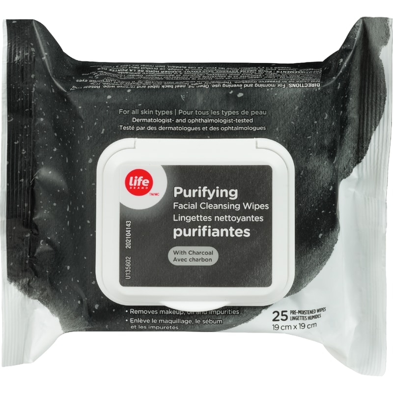 Purifying Facial Cleansing Wipes, With Charcoal