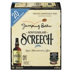 Jumping Bean Rum Flavoured Coffee Newfoundland Screech 20 Single Serve Coffee Pods 200 g, $9.50/100g