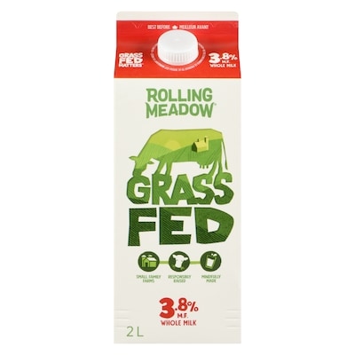 Rolling Meadow Grass Fed 3.8% Milk 2 l, $0.42/100ml