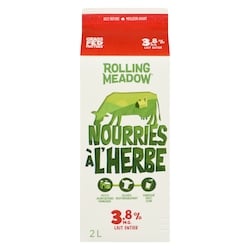 Rolling Meadow Lait de vache nourrie à l’herbe, 3,8 % 2 l, 0,42 $/100ml