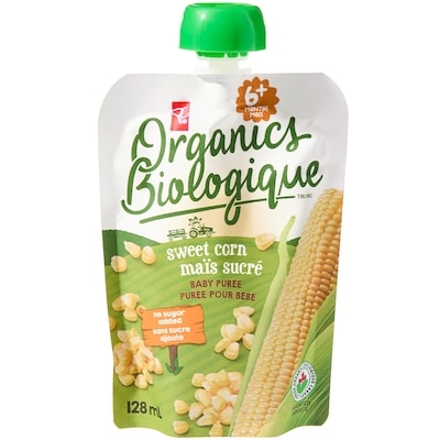 PC Biologique Purée pour bébé Maïs sucré Biologique 128 ml, 1,56 $/100ml