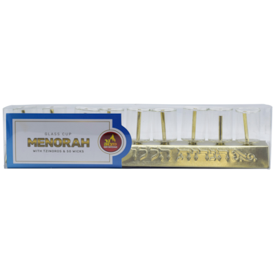 Ner Mitzvah Menorah à Huile / Godets Verre / Tzinores / Mèches" 1 ea, 10,00 $/1ch