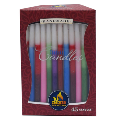 Ner Mitzvah Bougies de Hanoukka (Tricolores) 45x1.0 ea, 0,29 $/1ch
