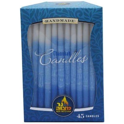 Ner Mitzvah Bougies de Hanoukka bleu et blanc 45x1.0 ea, 0,29 $/1ch