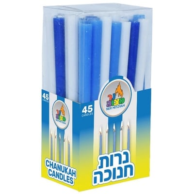 Ner Mitzvah Chanukah Long Candles, Blue and White, 45 Candles 45x1.0 ea, $0.14/1ea