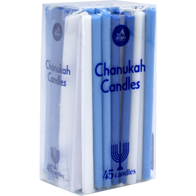 Ner Mitzvah Bougies de Hanoukka longues (bleues et blanches) 45x1.0 ea, 0,06 $/1ch