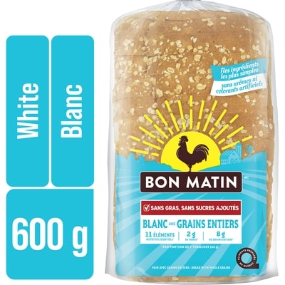 null No Sugar, No Fat Added White with Whole Grains Bread 600 g, $0.92/100g