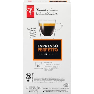 President's Choice PC® Espresso Perfetto Single Serve Coffee Capsules 10 ea, $69.90/100ea