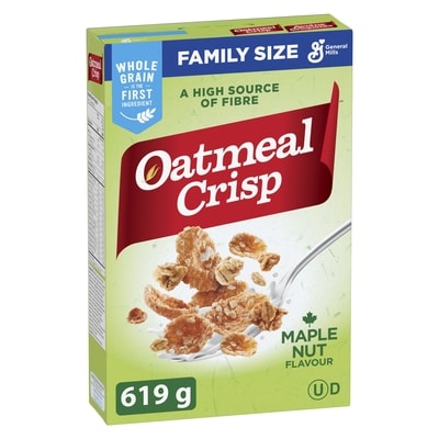 General Mills Oatmeal Crisp Breakfast Cereal, Maple Nut, Family Size, High Fibre 619 g, $0.81/100g