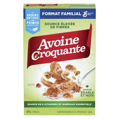 Avoine Croquante Saveur Erable et Noix,Céréales Pour le Petit-Déjeuner Riche en Fibres, Grains Entiers, Format Familial