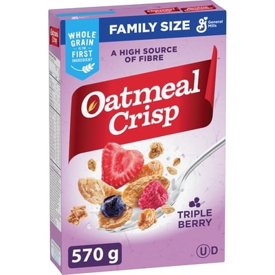 General Mills Oatmeal Crisp Breakfast Cereal, Triple Berry, Family Size 570 g, $1.40/100g