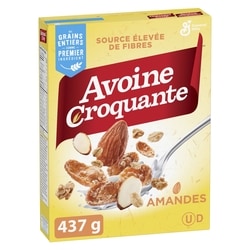 General Mills Avoine Croquante aux Amandes, Céréales Pour le Petit-Déjeuner Riche en Fibres, Grains Entiers 437 g, 1,03 $/100g