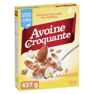 General Mills Avoine Croquante aux Amandes, Céréales Pour le Petit-Déjeuner Riche en Fibres, Grains Entiers 437 g, 1,03 $/100g
