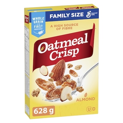 General Mills Oatmeal Crisp Breakfast Cereal, Almond, Family Size, High Fibre 628 g, $1.03/100g