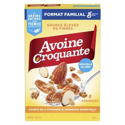 Avoine Croquante aux Amandes, Céréales Pour le Petit-Déjeuner Riche en Fibres,Grains Entiers, Format Familial