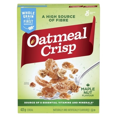 General Mills Oatmeal Crisp Breakfast Cereal, Maple Nut, High Fibre and Whole Grains 423 g, $1.06/100g