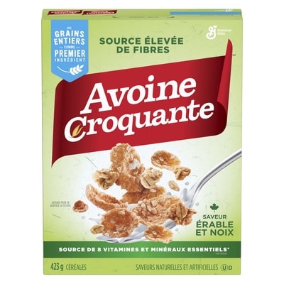 General Mills Avoine Croquante Saveur Erable et Noix,Céréales Pour le Petit-Déjeuner Riche en Fibres, Grains Entiers 423 g, 1,06 $/100g