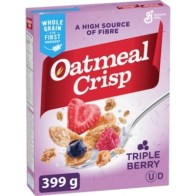 General Mills Oatmeal Crisp Breakfast Cereal, Triple Berry, High Fibre and Whole Grains 399 g, $1.50/100g