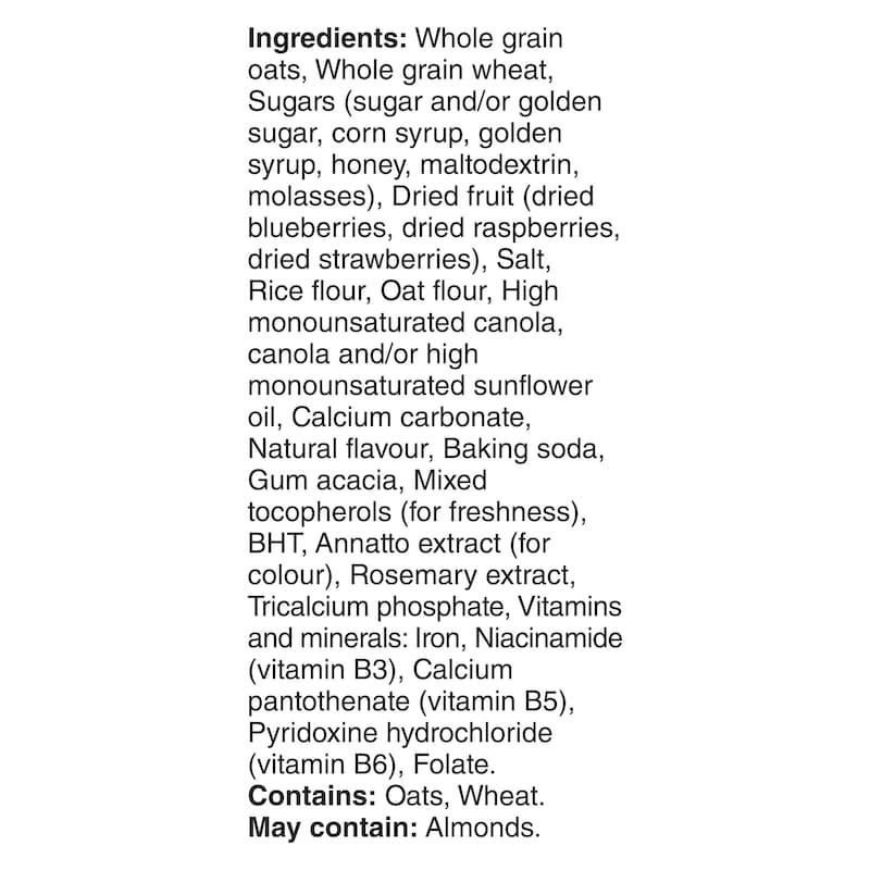 Oatmeal Crisp Breakfast Cereal, Triple Berry, High Fibre and Whole Grains