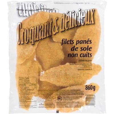 Crisp & Delicious Non Cuits Filets Panés De Sole 860 g, 1,45 $/100g