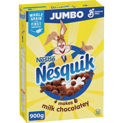 General Mills Nesquik Chocolate Breakfast Cereal, Jumbo Size 900 g, $1.28/100g