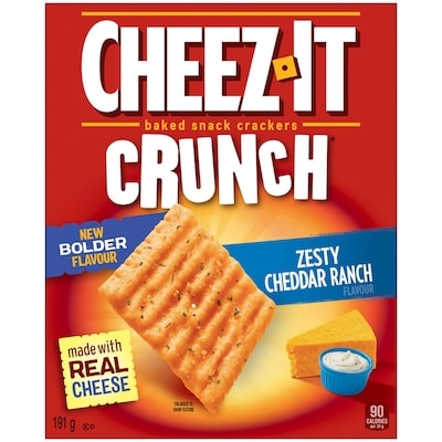 Cheez-It Crunch, Zesty Cheddar Ranch Flavor, Baked Snack Crackers  191 g, $1.31/100g
