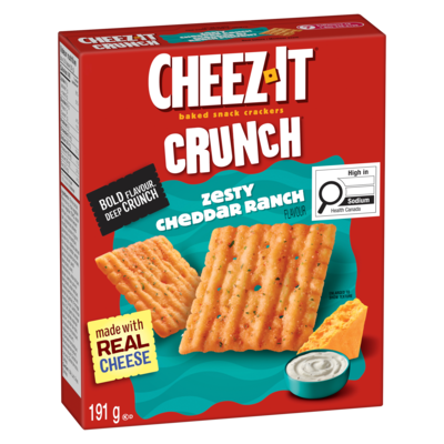 Cheez-It Crunch, Zesty Cheddar Ranch Flavor, Baked Snack Crackers