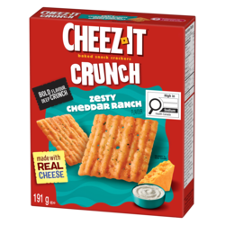 Cheez-It Crunch, Zesty Cheddar Ranch Flavor, Baked Snack Crackers