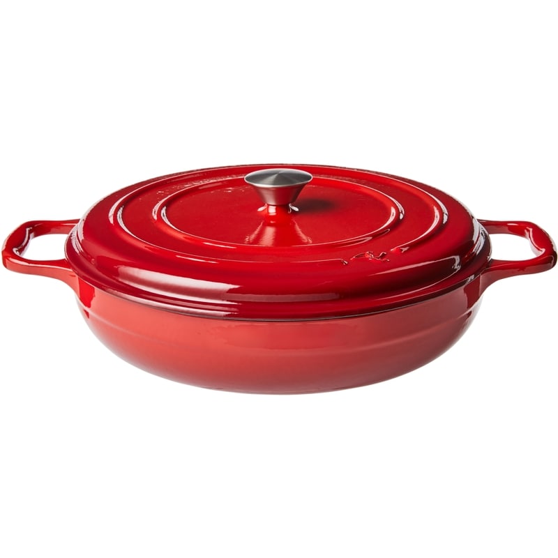 Enameled Cast Iron Braiser 3.5 Quart, Red