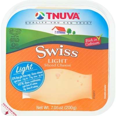 Tnuva Sliced Cheese Swiss Light 200 g, $7.00/100g